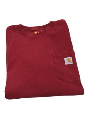 CARHARTT SHORT SLEEVE HEAVYWEIGHT POCKET T-SHIRT DARK RED SIZE MEDIUM